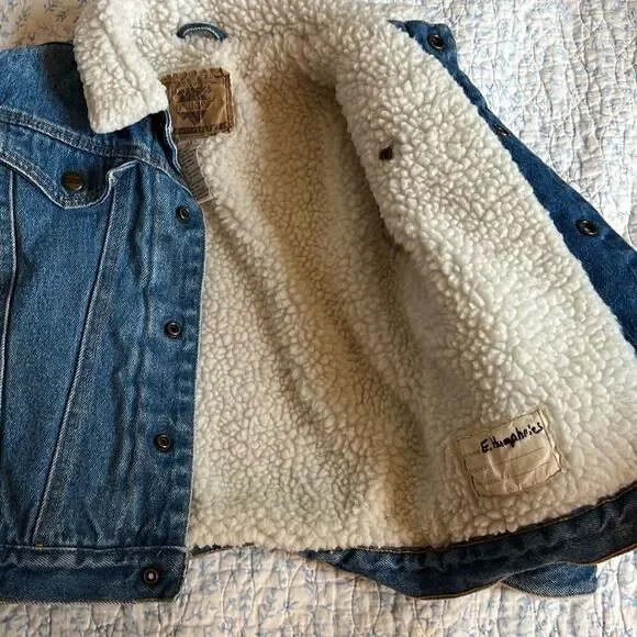 Vintage Denim Sherpa lined jacket boys 5/6 - Picture 5 of 6